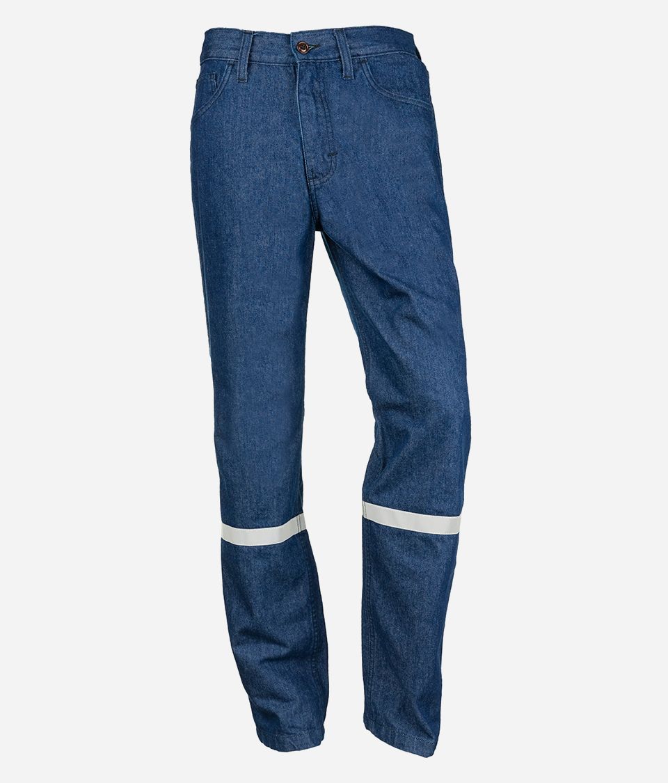 Imagen frontal de un pantalón azul confeccionando por Confortline