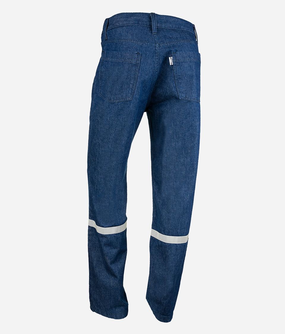 Imagen trasera de un pantalón azul confeccionando por Confortline